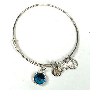 Alex and Ani Blue Zircon December Birthstone Charm Bracelet 2"- 3.5"